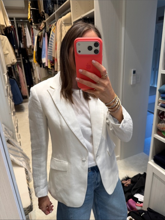 rag & bone Jackets & Blazers - rag & bone White Single-Button Linen-Blend Blazer